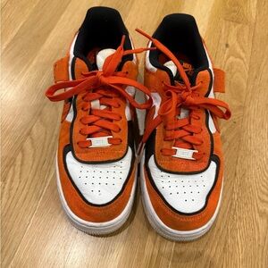 Nike Orange and White Sneakers Classic Low-Top Design